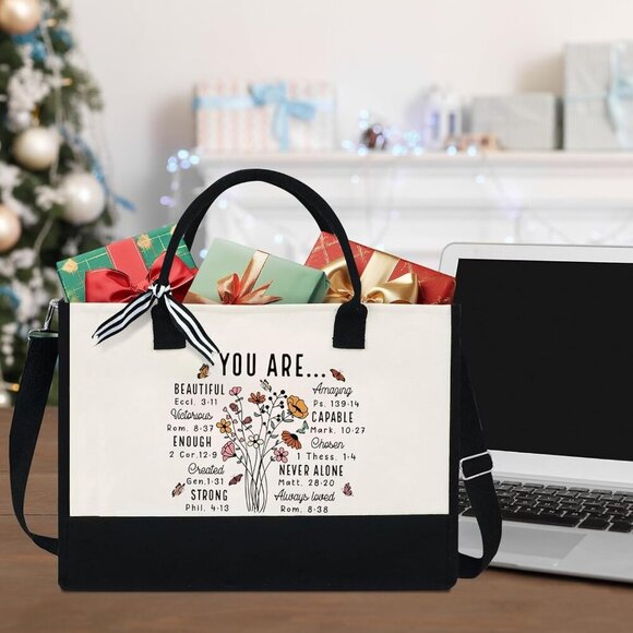Religious Canvas Tote Bag Christian Gift Large Capacity Inspirational - Picture 5 of 6